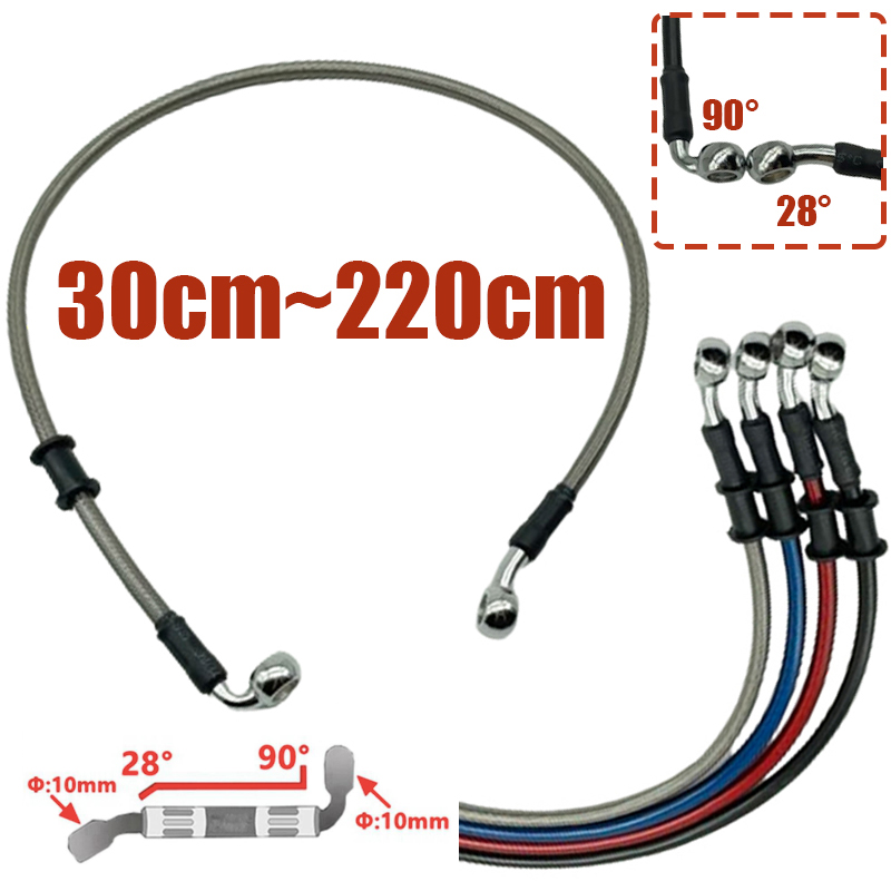 Motorcycle Brake Cable - Silver 30cm To 220cm 28°-90° 10mm