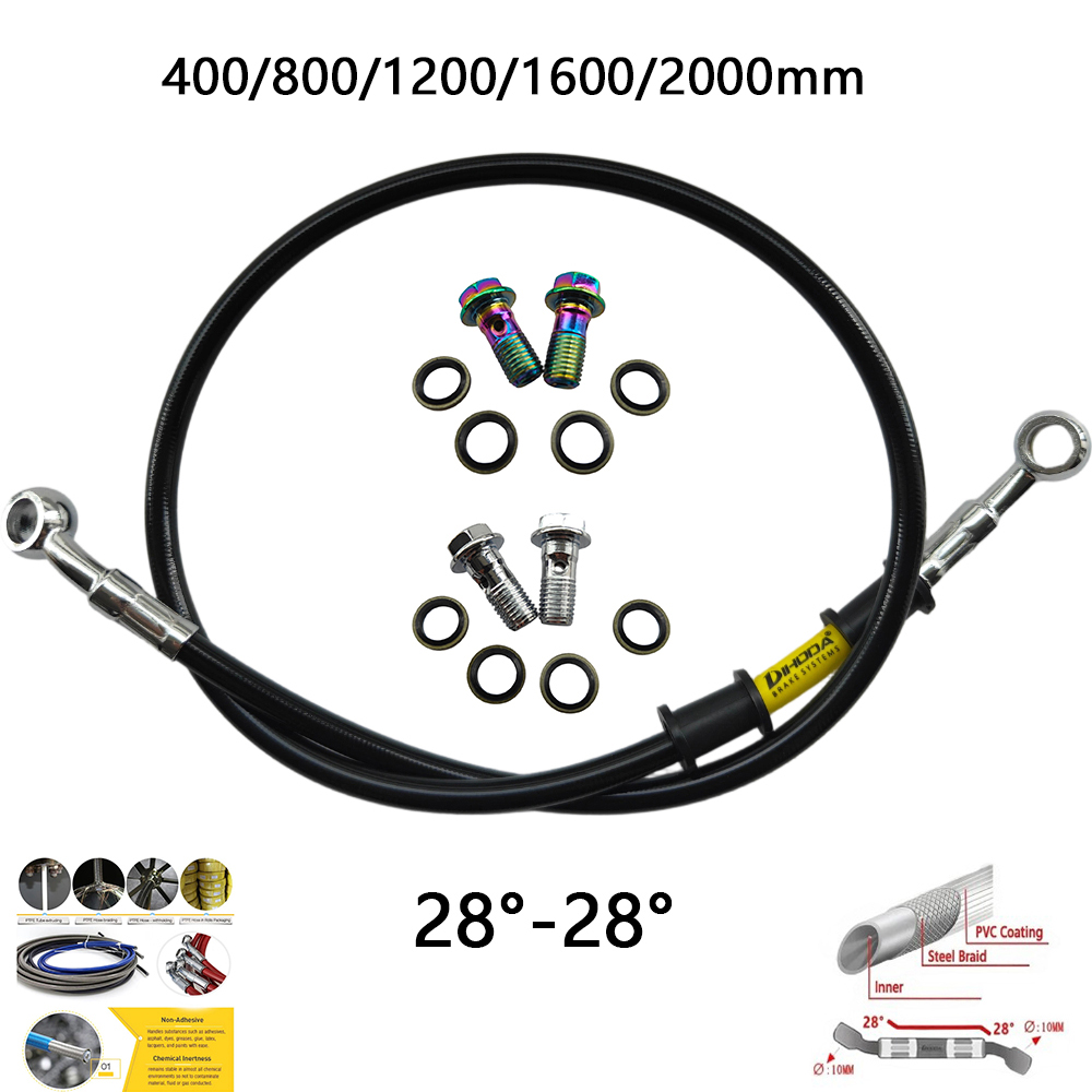 28°-28° Black Braided Stainles - Motorcycle Brake Cable ulasan dan harga