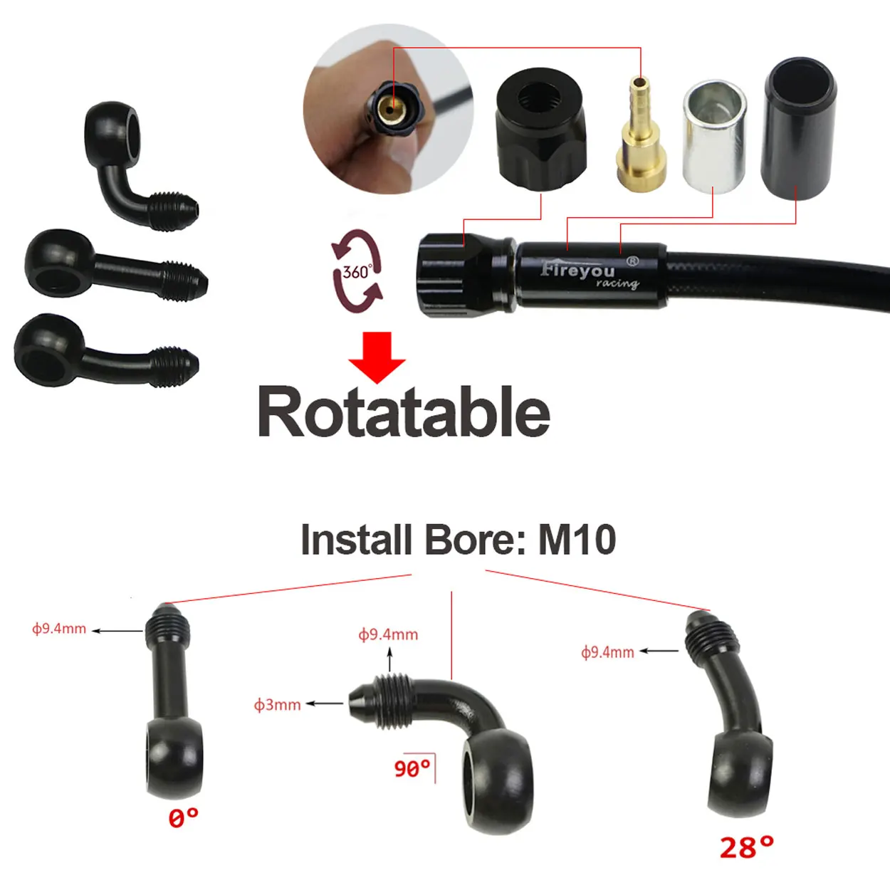 AN3 Braided Brake Hose Motorcy - Motorcycle Brake Cable ulasan dan harga